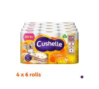 Cushelle Quilted Sunshine Daisy Toilet Paper 3 Ply - 24 Toilet Rolls (4 x 6 Rolls)