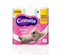 Cushelle Simply Soft 2-Ply Double Size, Longer Lasting Rolls Toilet Tissue Rolls, 9 Toilet Rolls, 1 x 9 Pack - Sold by Garden Greatness