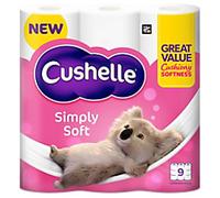 Cushelle Simply Soft Toilet Roll 2 Ply 101340 170 Sheets Pack of 9