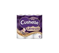 Cushelle Ultra Quilted Toilet Paper - 9 Rolls, 2-Ply Cushioned Sheets, 21.46 m per Roll