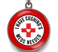Cushing’s Disease Dog Tag - Medical Alert Pet ID for Dogs with Cushing’s - Durable Tag with “Meds Needed” Message - Add Custom Info to Back - 2 Sizes - 36 Colour Options