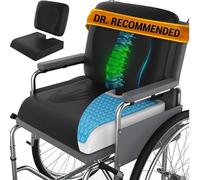 CUSHIO Wheelchair Cushion for Pressure Relief - (2-Piece Set) 18”x16” Anti-Slip Wheelchair Seat Cushions for Adults, Seniors with Lumbar Pillow and Removable Strap, Gel Cushion for Wheelchair