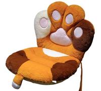 Cushion and Lumbar Support Pillow Cat Paw One Piece Back Support Office Chair Cushion Comfy Kawaii Chair Plush Cushions for Girl, Kawaii Room Bedroom Decorate (Brown)