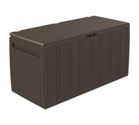 Cushion Box Brown 117 x 45.5 x 57.5 cm 270 L Storage Box Organiser Container with Lid and Handle for Tidy in the Bedroom, Office, Bathroom, Kitchen, Stackable and Space-Saving