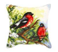 CUSHION BULLFINCHES - Cross Stitch Kit: Cushion: Large: Bullfinches - Orchidea Groves & Thames Multi One Size