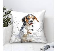 Cushion Cases Beagle Dog Modern Art Decorative,Whimsical Pet Pattern Square Soft Polyester Pillow Case for Living Room Sofa Couch Bed Pillowcases 45x45cm