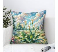 Cushion Cases Calla Lilies Modern Art Decorative,Colorful Flowers Oil Painting Square Pillow Case Soft Polyester Pillowcases for Living Room Sofa Outdoor Pillowcases 40x40cm