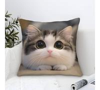 Cushion Cases Cow - Patterned Cat Modern Art Decorative,Cute Kitten Pattern Square Cotton Pillow Cases Soft Polyester Throw Pillow Cases for Couch Sofa Bedroom Home Decor 50x50cm
