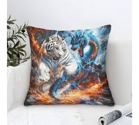 Cushion Cases Dragon Tiger Modern Art Decorative,Eastern Fantasy Creature Pattern Square Pillow Cases Soft Polyester Throw Pillow Cover Outdoor Garden Bench Living Room Sofa Decor 40x40cm