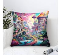 Cushion Cases Fantasy Fairy Tale Castle Modern Art Decorative,Dreamy Scenery Pattern Square Soft Polyester Pillow Case for Living Room Sofa Couch Bed Pillowcases 40x40cm