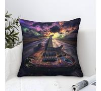 Cushion Cases Guitar Modern Art Decorative,Fantasy Music Pattern Square Cotton Pillow Case Soft Polyester Throw Pillow Cover for Sofa Patio Home Decor 40x40cm