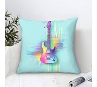 Cushion Cases Guitar Modern Art Decorative,Neon Music Pattern Square Pillow Cases Soft Polyester Throw Pillow Cover for Couch Sofa Bedroom Home Decor 45x45cm