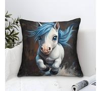Cushion Cases Horse Modern Art Decorative,Cute Pet Pony Pattern Square Cotton Pillow Case Soft Polyester Pillowcases for Couch Sofa Bedroom Home Decor 45x45cm