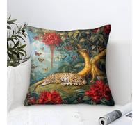 Cushion Cases Leopard Modern Art Decorative,Tropical Rainforest Pattern Square Cotton Pillow Case Soft Polyester Throw Pillow Cases for Sofa Patio Home Decor 40x40cm