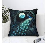 Cushion Cases Peacock Modern Art Decorative,Moon Night Cave Pattern Square Pillow Case Soft Polyester Throw Pillow Cases Home for Livingroom Outdoor Garden Couch Sofa Decor 45x45cm