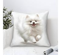 Cushion Cases Pomeranian Puppy Dog Modern Art Decorative,Cute Running Pet Pattern Square Cotton Pillow Cases Soft Polyester Throw Pillow Cases for Couch Sofa Bedroom Home Decor 50x50cm