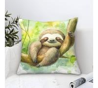 Cushion Cases Sloth Modern Art Decorative,Watercolor Ink - Splash Pattern Square Soft Polyester Throw Pillow Cases Outdoor Patio Garden Bench Living Room Sofa Decor 50x50cm