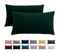 Cushion Cover 30 x 50 cm, Set of 2 - Pillowcases 30 x 50 cm, Green, for Pillows, 100% Microfibre Cushion Cover, Non-Iron and Wrinkle-Free with Zip