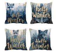 Cushion Cover 35 x 35 Set of 4, animal Garden Cushions forest Outdoor Cushion Covers, Velvet Sofa Cushions Decorative Pillows Square Pillow Cases with Invisible Zipper, Home Decoration t-96