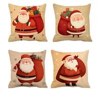 Cushion Cover 35 x 35 Set of 4, Christmas Garden Cushions gift Outdoor Cushion Covers, Linen Sofa Cushions Decorative Pillows Square Pillow Cases with Invisible Zipper, Home Decoration t-711