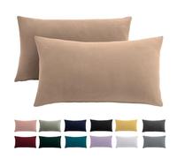 Cushion Cover 40 x 70 cm, Set of 2 - Pillowcase 40 x 70 cm, Beige, for Pillows, 100% Microfibre Cushion Cover, Non-Iron and Wrinkle-Free with Zip