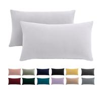 Cushion Cover 40 x 70 cm, Set of 2 - Pillowcase 40 x 70 cm, White, for Pillows, 100% Microfibre Cushion Cover, Non-Iron and Wrinkle-Free with Zip