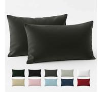 Cushion Cover 40 x 80 cm Renforcé Cotton (Set of 2) - Anthracite - Densely Woven with 57 Threads/cm² - Pillowcase 40 x 80 cm - Oeko Tex Certified Dreamzie