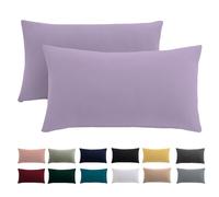 Cushion Cover 40 x 80 cm, Set of 2 - Pillowcase 40 x 80 cm, Lavender for Pillows, 100% Microfibre Cushion Cover, Non-Iron and Wrinkle-Free with Zip