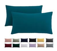 Cushion Cover 40 x 80 cm, Set of 2 - Pillowcase 40 x 80 cm, Petrol for Pillows, 100% Microfibre Cushion Cover, Non-Iron and Wrinkle-Free with Zip