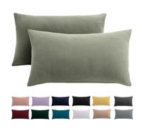 Cushion Cover 40 x 80 cm, Set of 2 - Pillowcase 40 x 80 cm, Sage Green for Pillows, 100% Microfibre Cushion Cover, Non-Iron and Wrinkle-Free with Zip
