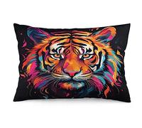 Cushion Cover 45X45Cm Pink Orange Vibrant Bright Tiger Wild Animal Beast Pillow Cover Decor Design Pillow Covers Durable Throw Pillow Case For Girls, Best Friend, Coworker