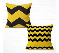 Cushion Cover 55x55 cm Pillow Cases 2 Pack Yellow Sofa Pillows 22x22 Inch Large Cushion Covers Linen Square Seat Pads Stripe, Spring Summer Decoration for Bench Garden Living Room Home Decor H-145LP9