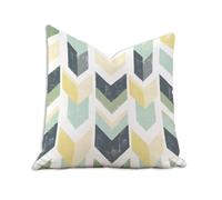 Cushion Cover 60x60 cm, Outdoor Waterproof Velvet Decorative Throw Pillow Case for Garden Sofa Bench, Light Green & Yellow Double Sided Pattern Cushion Cover with Hidden Zipper (1 Piece) 2B-1100