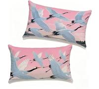 Cushion Cover 60x90 cm Set of 2 Bird Sofa Cushion Covers 60 x 90 cm Outdoor Throw Pillows Linen Rectangle Decorative Pillows Cases White for Bench Seat Pads Garden Spring Summer Home Decor 1-221EAR