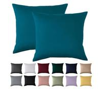 Cushion Cover 80 x 80 cm, Set of 2 - Pillowcases 80 x 80 cm Petrol for Pillows, 100% Microfibre Cushion Cover, Non-Iron and Wrinkle-Free with Zip