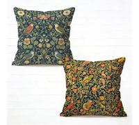 Cushion Cover 80x80 cm Pillow Cases 2 Pack Green Sofa Pillows 32x32 Inch Large Cushion Covers Linen Square Seat Pads Bird, Spring Summer Decoration for Bench Garden Living Room Home Decor T-1573M9