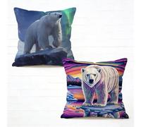 Cushion Cover 80x80 cm Pillow Cases 2 Pack White Sofa Pillows 32x32 Inch Large Cushion Covers Linen Square Seat Pads Polar Bear, Spring Summer Decoration Bench Garden Living Room Home Decor 5-801U6T