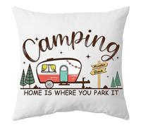 Cushion Cover Campervan Accessories UK - Campervan Gifts for Women Camping Motorhome Accessories Gadgets, Camping Home is Where You Park It, Pillow Cover Decor for Home Holiday Couch Bed Sofa 45x45