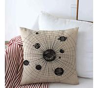 Cushion Cover Case Astronomy Pluto Solar System Dotwork Planets Orbit Science Galaxy Moon Astrology Earth Circle Cushion Case Colorful Chair Pillowcases, For Office, Home, Garden, 45x45cm