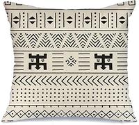 Cushion Cover Case East Black Elements Free White Tribal Pattern African Dots Border Geometric Square Throw Pillow Case Fashion Chair Pillowcases, For Garden, Home, Couch, 45x45cm
