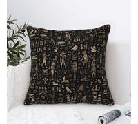 Cushion Cover Case Gold And Black Ancient Egyptian Gods And Hieroglyphs Sofa Cushion Cover Colorful Fashion Decorative Pillowcases, For Indoor, Patio, Home, 45x45cm