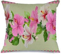 Cushion Cover Case Horizontal Green Flower Pattern Border Pink Seamless Flora Pretty Square Throw Pillow Case Casual Chair Pillowcases, For Party, Sofa, Living Room, 45x45cm
