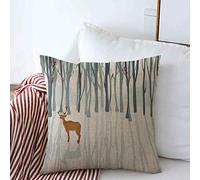 Cushion Cover Case Winter Trees Deer Standung Shadows Parks Animal Bird Branch Christmas Grey Holiday Cushion Case Home Decor Chair Pillowcases, For Home, Furniture, Bar, 45x45cm