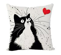 Cushion Cover Cat Love Heart Cotton Linen Throw Pillow Case Standard Square Decorative Home Sofa for Men Women Cushion C A 45cm X 45cm