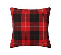 Cushion Cover Cunningham Clan Scottish Style Linen Pillowcase Red and Black 45 x 45cm