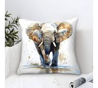 Cushion Cover Elephant Modern Art Decorative,Watercolor Art Pattern Square Pillow Cases Soft Polyester Throw Pillow Cover for Sofa Garden Bed Couch Cushions 40x40cm