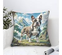 Cushion Cover French Bulldog Modern Art Decorative,Cloudy Valleys Oil Painting Square Pillow Cases Soft Polyester Pillowcases Outdoor Patio Garden Bench Living Room Sofa Decor 45x45cm