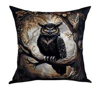 Cushion Cover Kit, Animal Owl DIY Embroidery Cross Stitch Cushion Kits Stitched Pillow Cover 45 * 45cm Embroidery Pillow Case 11Ct Needlework Sets
