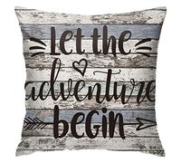 Cushion Cover Let The Adventure Begin 45X45Cm Cushion Case Fashion Throw Pillow Case Abstract Pillowcase For Housewarming Gift Office Car Decor