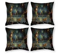 Cushion Cover Pillowcase Cotton Linen Animated Cartoon Space Cg Artwork-up Durable Cotton Linen Throw Pillow Case Home Decor for Halloween Easter Gifts 30x30cm